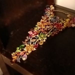 Breast length multi color necklace